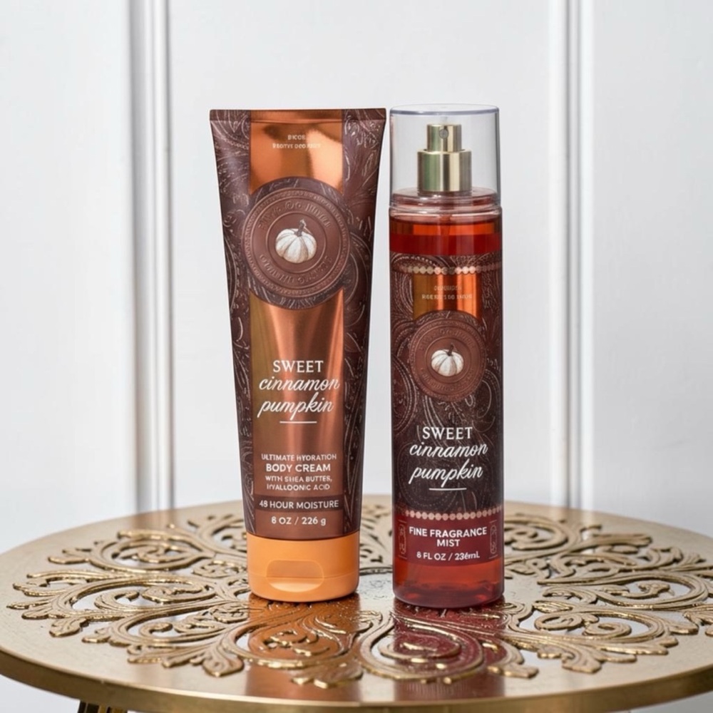 Bath & Body Works Sweet Cinnamon Pumpkin Body Cream & Fragrance Mist - Orange